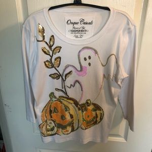 Halloween top, 3/4 sleeves, sequins